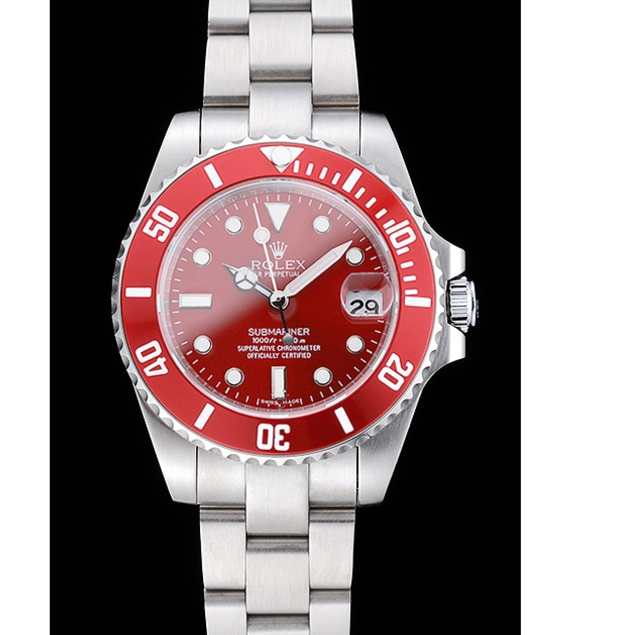 AAA replica watch Rolex 1454154 Bracelet Red Stainless Steel Dial Submariner 0821